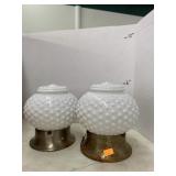 2cnt Milk Glass Hobnail Shades