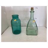 Vntg ball jar and green bottle