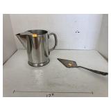 SS pitcher and silver plated pie server