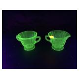 Uranium creamer and sugar bowl