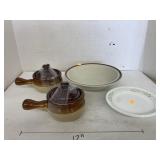 Bean pots, bowl, and plates