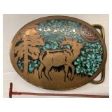 Brass Belt Buckle Deer