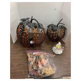 2cnt Metal Candle Holder Pumpkins, Metal Ghost,