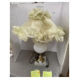 Lamp with Vntg Hobnail Lamp with Marble Base