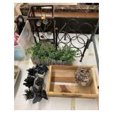 Artificial plants, decor, wine rack