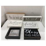 Assorted decor signs