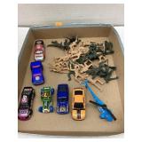 Army men, cars, & helicopter