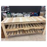 Wooden Work Bench w/ Shelves approx 6ft x 2ft