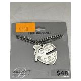 Jewelry  - Sterling Silver Necklace - heart & key