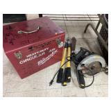 Metal Tool Box, Saw, Misc