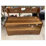 Wooden Bench with Storage, Side Cracked and Hinge