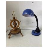 Boat wheel lamp and flex neck lamp
