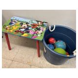 Disney Table, Balls, Bin