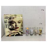 Marilyn Monroe Shot Glasses and Picture