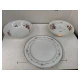 Flower Plate and 2 Bowls