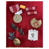 Various pins and Boy Scout neck scarf holder