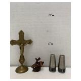 Metal Crucifix, Horse Rider, and S&P Shakers
