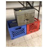 Plastic Crates & Metal File Box (no Key)