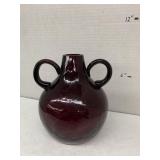 Purple Glass Vase with Handles