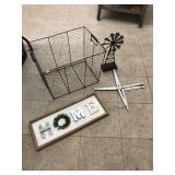 Decor - Wire Basket, Windmill, Sign, Etc.