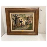 Framed, signed bicycle picture