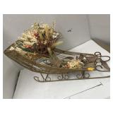 Vintage Metal Heavy Santaï¿½s Sleigh Sled Decor w/