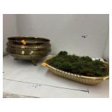 Brass Footed Bowl & Metal Centerpiece Decor