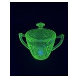 Uranium Floral Etched Sugar Dish