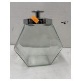 Vintage Odd Shape 6 Side Glass Candy  Jar W/Lid