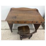 Vintage Wooden Desk w/ Wooden Office Chair -