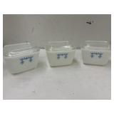 3 VTG Pyrex Blue Garland Snowflake Refrigerator