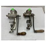Eveready and Keystone hand crank food choppers