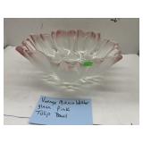 Vintage Mikasa Walther Glass Pink Tulip Bowl