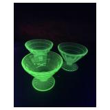 3 Uranium sherbet Dishes