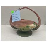1940s Roseville #362.8 White Rose Pink Basket