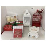 Christmas boxes, flameless candles, & decor
