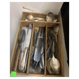 Wooden Tray of Flatware