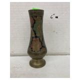 Brass etched vase