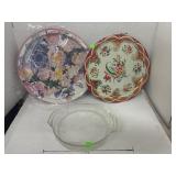 Vintage Metal Serving Tray & FireKing Dish