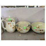 Halls Pitcher (chip), 3 Nesting Bowls, 2 Bowls,