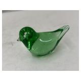 Green Art Glass Bird Figurine