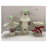 Baum Bros. Pink rose vases