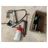 Grease Guns, Wooden Box, Misc
