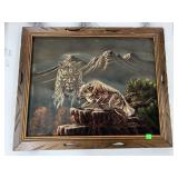 Wolf and Native American Felt Painting