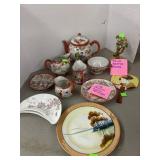 Vintage Japan Hand Painted Serving & Brass Tree