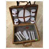 Picnic Basket with Plastic Dishes