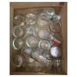 Box of clear glass, Jars, Drinking Glasses, Misc