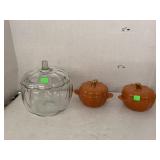 3cnt Glass Pumpkins Containers