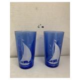 2cnt Blue Ship Drinking Glasses