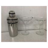 Cocktail Shaker and 2cnt Margarita Glasses